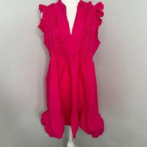 Caroline Constas Dress‎ Pink Ruffle Sleeveless Mini Babydoll Medium